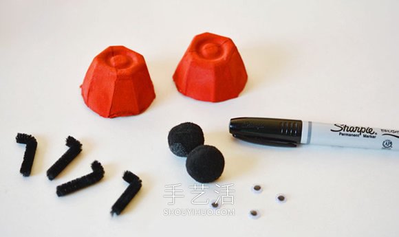 蛋盒手工制作瓢蟲的教程 -  rpnrmr.com