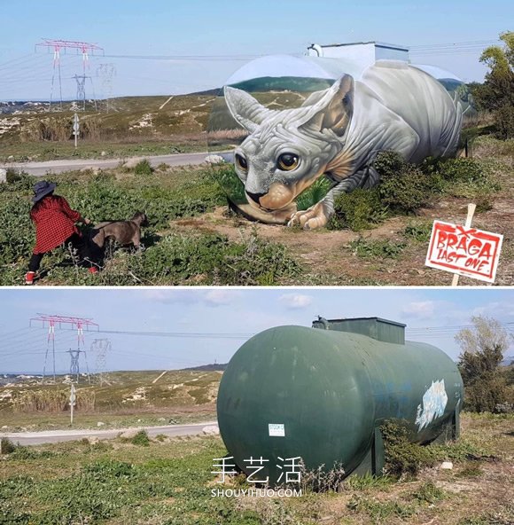 街頭藝人用噴漆將汽油箱改造成斯芬克斯貓 -  rpnrmr.com
