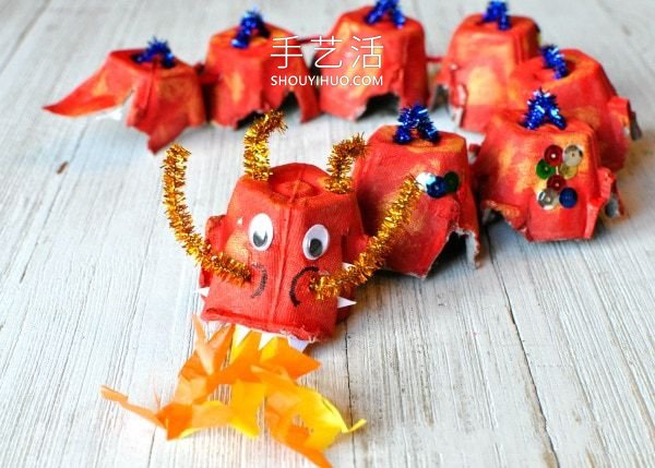 幼兒園中國龍手工制作過程用雞蛋托 -  rpnrmr.com