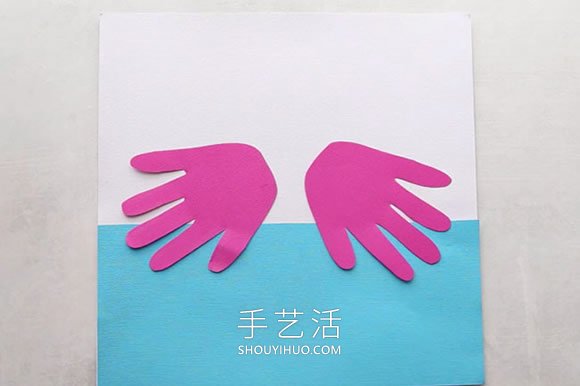 手印火烈鳥手工制作粘貼畫 -  rpnrmr.com