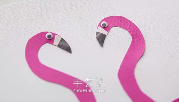手印火烈鳥手工制作粘貼畫 -  rpnrmr.com