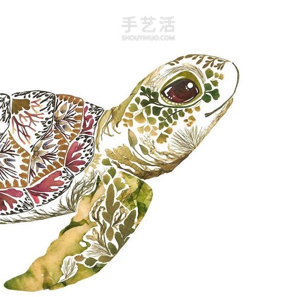 用壓制的花朵和葉子創(chuàng)作精美的動(dòng)物插圖 -  rpnrmr.com