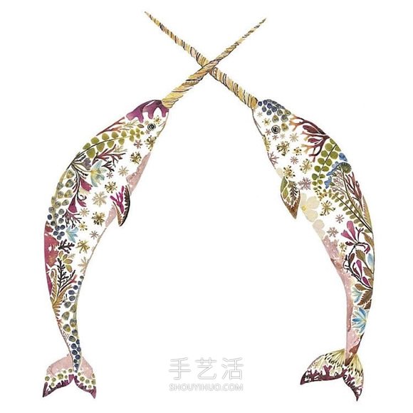 用壓制的花朵和葉子創(chuàng)作精美的動(dòng)物插圖 -  rpnrmr.com