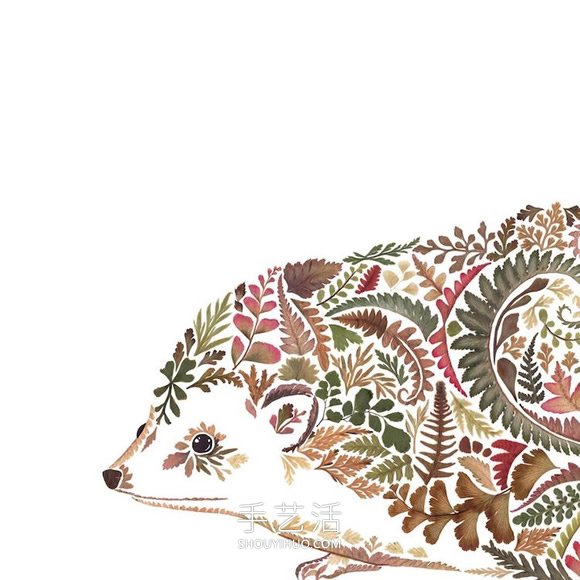 用壓制的花朵和葉子創(chuàng)作精美的動(dòng)物插圖 -  rpnrmr.com