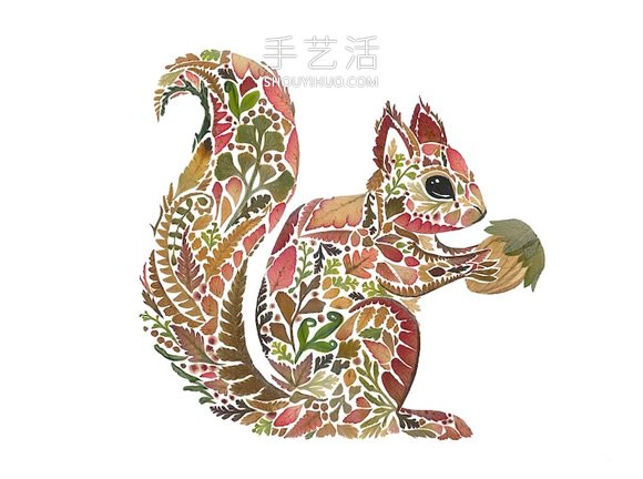 用壓制的花朵和葉子創(chuàng)作精美的動(dòng)物插圖 -  rpnrmr.com