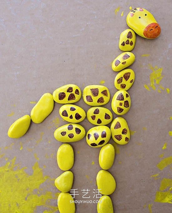 幼兒園石頭拼畫(huà)長(zhǎng)頸鹿制作方法教程 -  rpnrmr.com