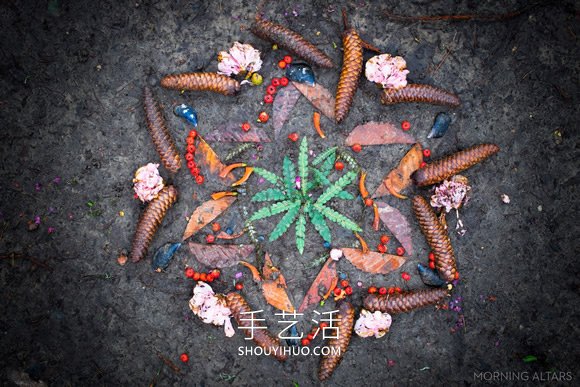 藝術(shù)家用大自然材料DIY美麗“晨壇”拼畫 -  rpnrmr.com