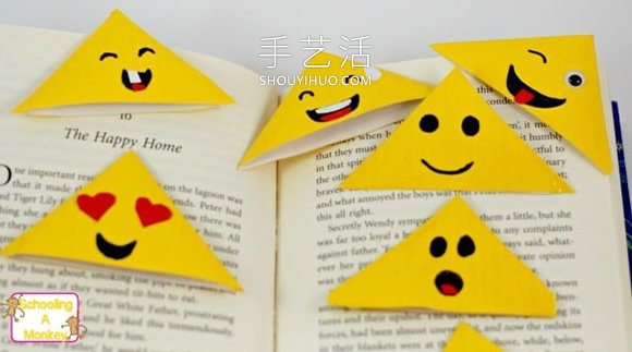 黃色膠帶手工制作表情符號(hào)書簽的方法 -  rpnrmr.com