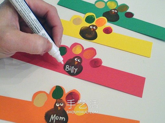 感恩節(jié)指紋火雞餐巾環(huán)手工制作教程 -  rpnrmr.com