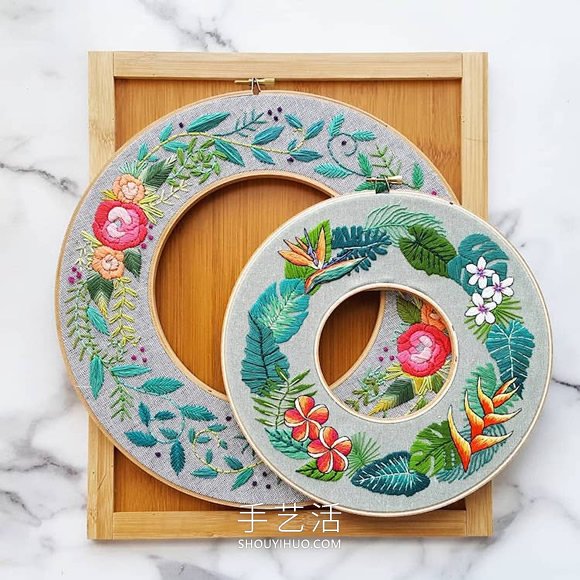 帶有美麗植物插圖的“花環(huán)”刺繡作品欣賞 -  rpnrmr.com