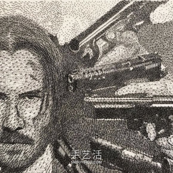 在數(shù)千個(gè)釘子周圍纏繞繩子，DIY制作逼真肖像畫 -  rpnrmr.com