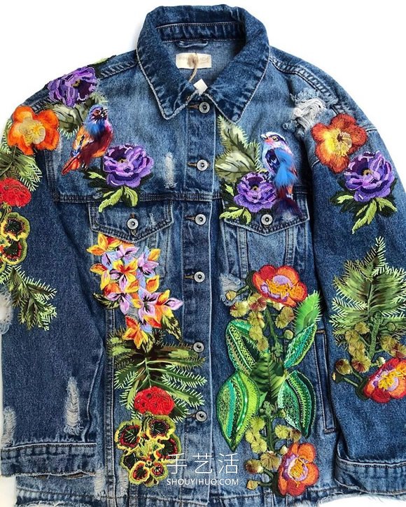 拉丁美洲刺繡藝術(shù)家的手工刺繡牛仔夾克 -  rpnrmr.com