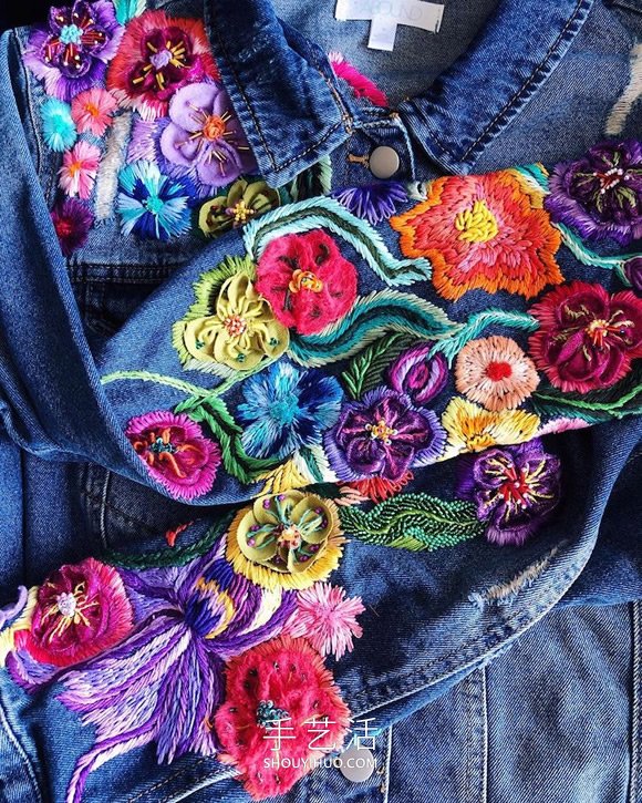 拉丁美洲刺繡藝術(shù)家的手工刺繡牛仔夾克 -  rpnrmr.com