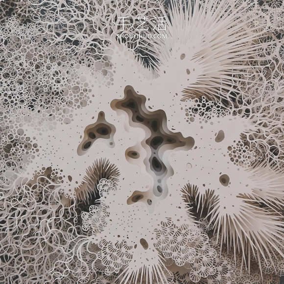 手工切割的模仿微生物的錯綜復(fù)雜的紙質(zhì)雕塑 -  rpnrmr.com
