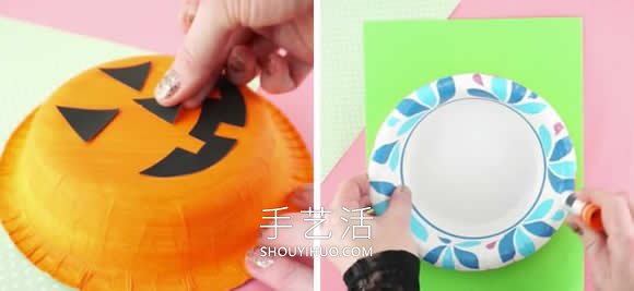 萬圣節(jié)紙盤南瓜燈手工制作步驟 -  rpnrmr.com