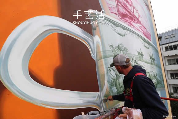 搖搖欲墜的茶杯，寓意生活的創(chuàng)意3D壁畫 -  rpnrmr.com