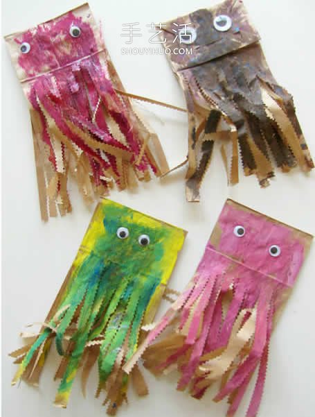 幼兒園紙袋手工制作水母的做法教程 -  rpnrmr.com