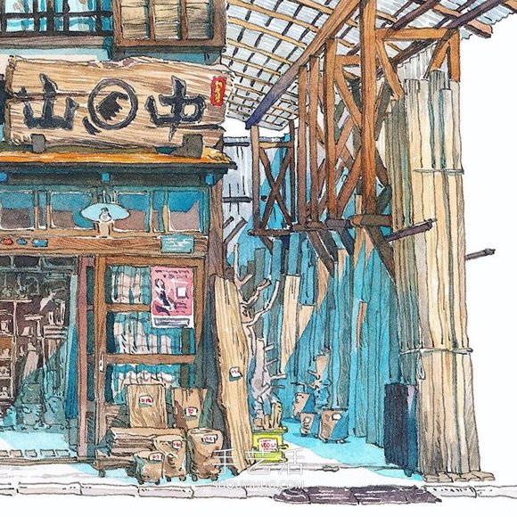 夢幻的日本店面！波蘭動畫師虛構(gòu)的水彩畫 -  rpnrmr.com