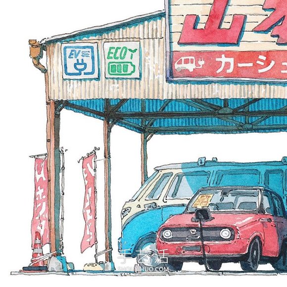 夢幻的日本店面！波蘭動畫師虛構(gòu)的水彩畫 -  rpnrmr.com