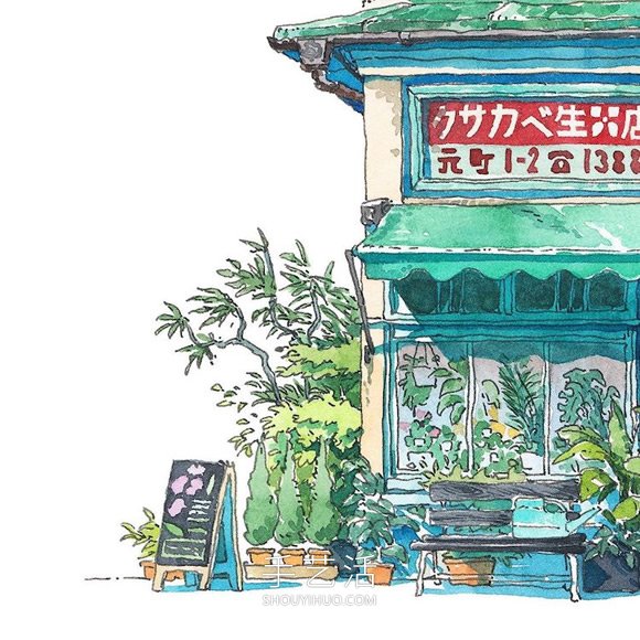 夢幻的日本店面！波蘭動畫師虛構(gòu)的水彩畫 -  rpnrmr.com