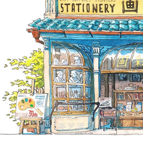 夢幻的日本店面！波蘭動畫師虛構(gòu)的水彩畫 -  rpnrmr.com