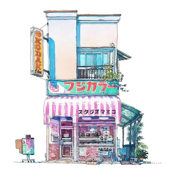 夢幻的日本店面！波蘭動畫師虛構(gòu)的水彩畫 -  rpnrmr.com
