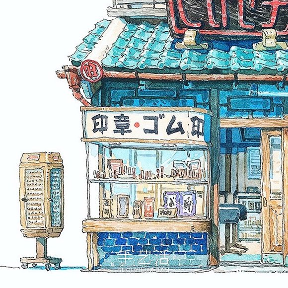 夢幻的日本店面！波蘭動畫師虛構(gòu)的水彩畫 -  rpnrmr.com