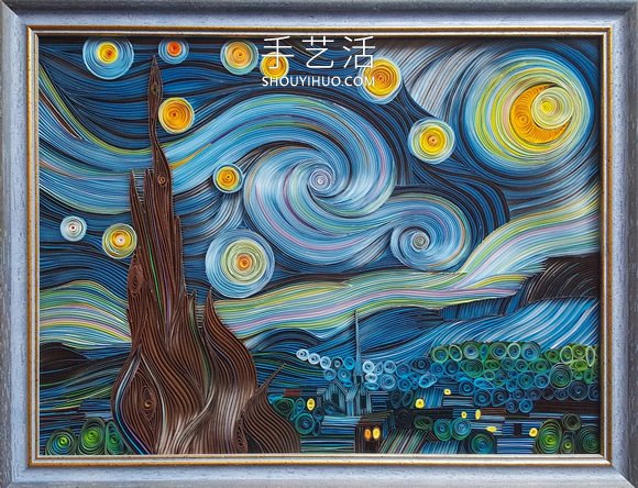 衍紙藝術(shù)家手工DIY梵高的“星月夜” -  rpnrmr.com