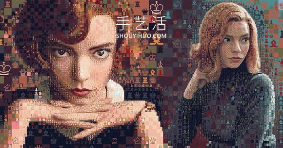 國際象棋符號組成馬賽克風《后翼棄兵》劇照 -  rpnrmr.com