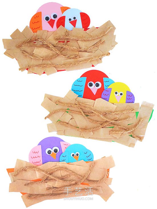 春天手工制作：鳥窩里的鳥媽媽和寶寶！ -  rpnrmr.com
