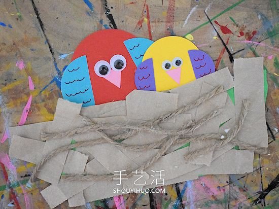 春天手工制作：鳥窩里的鳥媽媽和寶寶！ -  rpnrmr.com