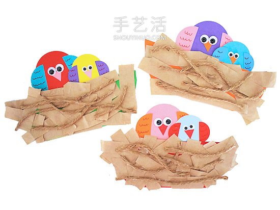 春天手工制作：鳥窩里的鳥媽媽和寶寶！ -  rpnrmr.com